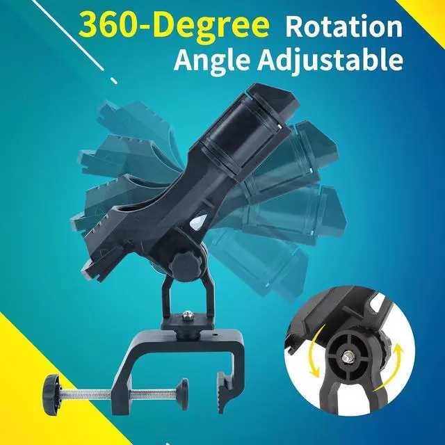 Alt view image 2 of 7 - 2 Pack Fishing Rod Holder, 360 Degree Adjustable Clamp, For Boat, Kayaks