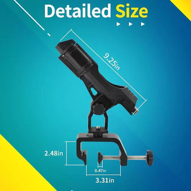 Alt view image 5 of 7 - 2 Pack Fishing Rod Holder, 360 Degree Adjustable Clamp, For Boat, Kayaks