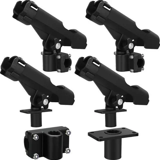 Main image of Fishing Rod Holder for Boat Adjustable Rod Racks with Side Mount Bulk Swivel Pole Holders for Boats with Combo Mount, Fishing Accessories, Black