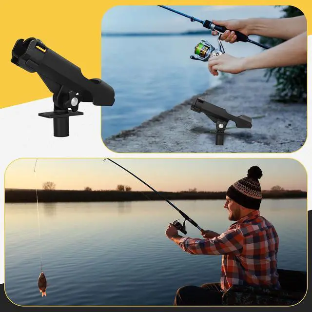 Alt view image 6 of 7 - Fishing Rod Holder for Boat Adjustable Rod Racks with Side Mount Bulk Swivel Pole Holders for Boats with Combo Mount, Fishing Accessories, Black