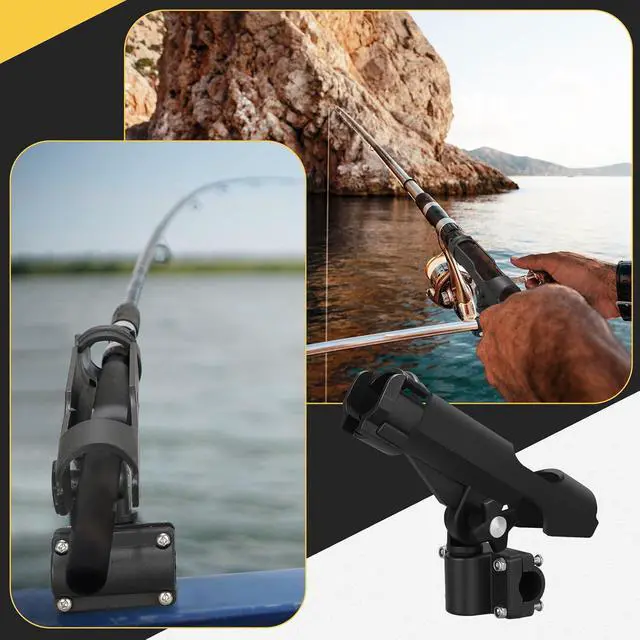 Alt view image 7 of 7 - Fishing Rod Holder for Boat Adjustable Rod Racks with Side Mount Bulk Swivel Pole Holders for Boats with Combo Mount, Fishing Accessories, Black