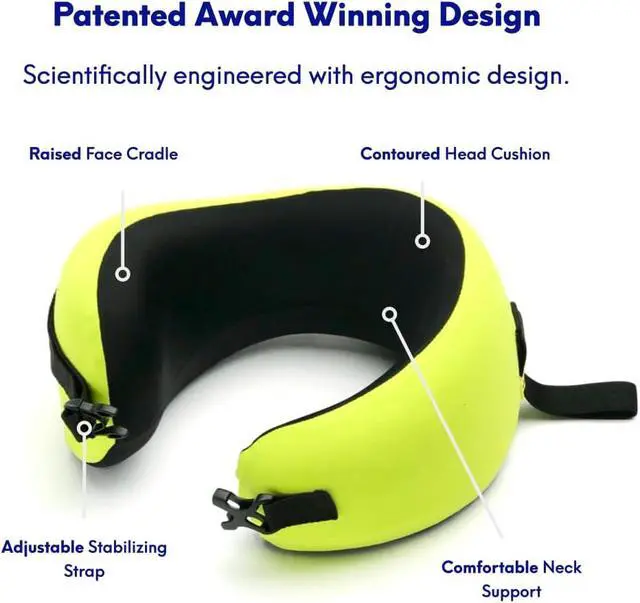Alt view image 3 of 7 - Travel Pillow, Award-Winning Patented Ergonomic Design for Chin & Neck Support Memory Foam Neck Pillow, Compact Airplane Pillow for Traveling, Flight, Car (Spark, Medium)