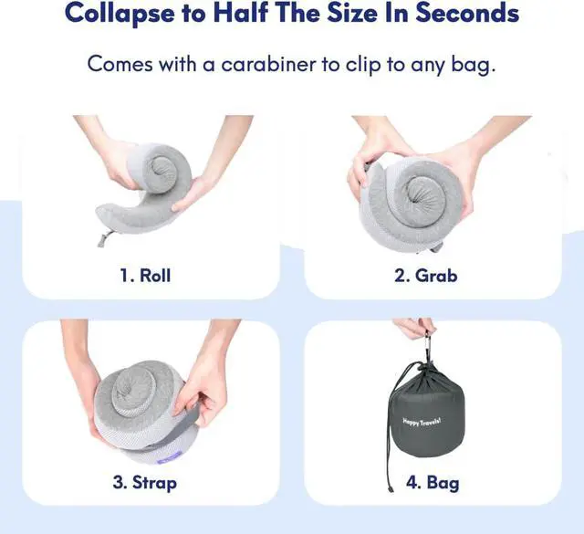 Alt view image 6 of 7 - Travel Pillow, Award-Winning Patented Ergonomic Design for Chin & Neck Support Memory Foam Neck Pillow, Compact Airplane Pillow for Traveling, Flight, Car (Spark, Medium)