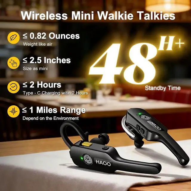 Alt view image 2 of 7 - 3 Pack Wireless Mini Walkie Talkies, ENC Noise Cancellation