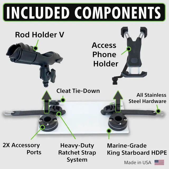 Alt view image 4 of 6 - SUP Angler Lite Universal Paddle Board Mount with Paddle Board Fishing Rod Holders, Phone Holders, Cup Holders; Paddle Board Accessories