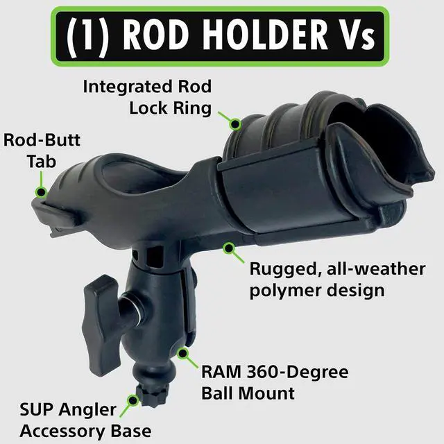 Alt view image 5 of 6 - SUP Angler Lite Universal Paddle Board Mount with Paddle Board Fishing Rod Holders, Phone Holders, Cup Holders; Paddle Board Accessories