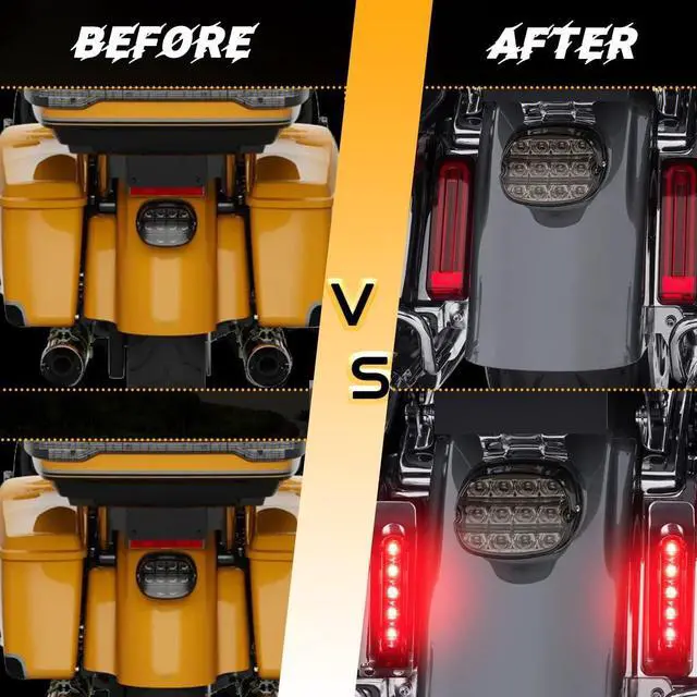 Alt view image 3 of 6 - Smoked LED Saddlebag Support Insert Turn Signal Lights, Keystone Auxiliary Filler Panel Brake Tail Lights for Harley Touring FLHR Road King FLHT FLHTC Electra Glide FLHRS 2014-2023
