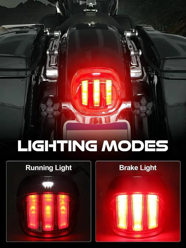 Alt view image 2 of 6 - LED Brake Tail Light for Harley Davidson Dyna Sportster Touring Softail, Rear Taillight with Strobe Function, Rear Turn Signals Plug & Play