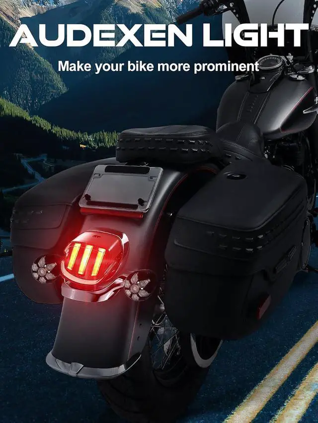 Alt view image 5 of 6 - LED Brake Tail Light for Harley Davidson Dyna Sportster Touring Softail, Rear Taillight with Strobe Function, Rear Turn Signals Plug & Play