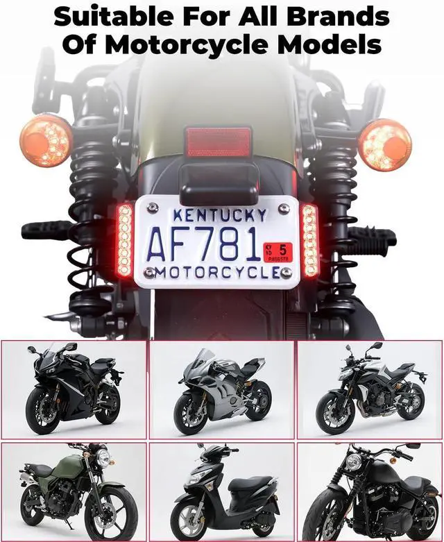Alt view image 6 of 7 - Universal Motorcycle Brake Light with Turn Signals 12V Compact Dual Color Dirt Motorcycle Tail Light License Plate Indicator Light Waterproof, Black