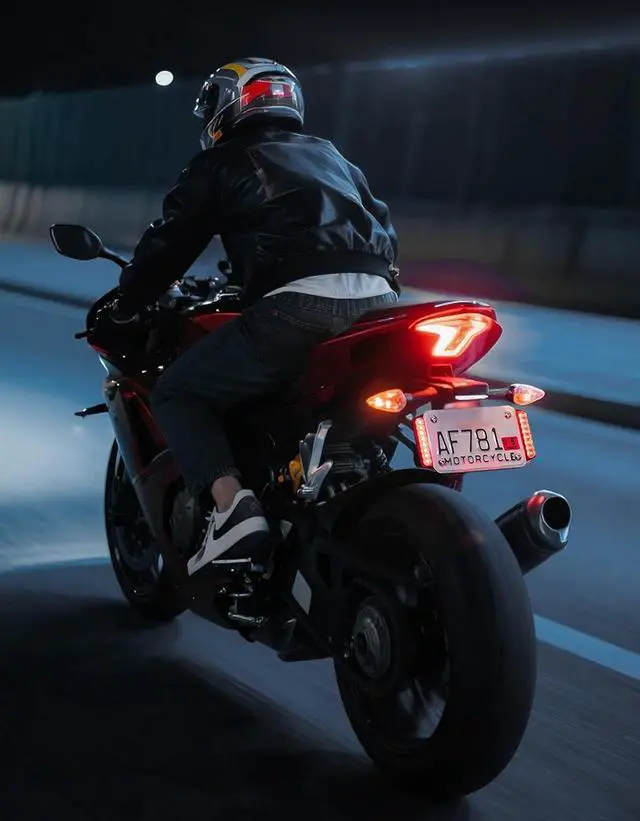 Alt view image 7 of 7 - Universal Motorcycle Brake Light with Turn Signals 12V Compact Dual Color Dirt Motorcycle Tail Light License Plate Indicator Light Waterproof, Black