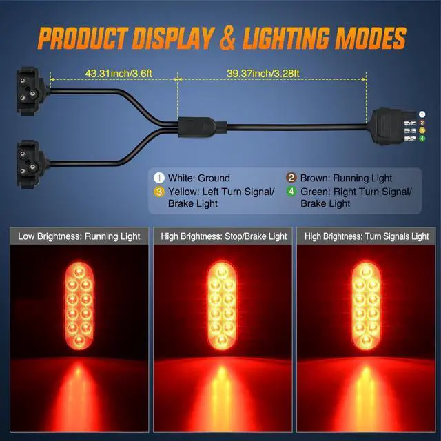 Alt view image 4 of 7 - Hitch Cargo Carrier Oval Light Kit 2PCS 6" Red w/Mounting Brackets