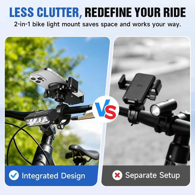 Alt view image 7 of 7 - 2026 NEW 2-in-1 Detachable Bike Light Phone Holder, IPX5 Rechargeable Bicycle Headlight Mount, Adjustable for iPhone 17 16 15 Pro Max, Galaxy & 4.7-7" Phones