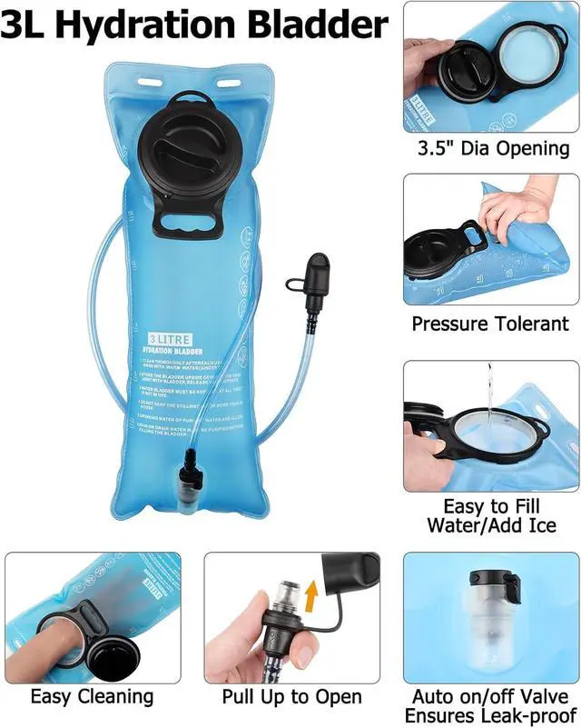 Alt view image 4 of 7 - Hydration Hiking Backpack with 3L Water Bladder for Women and Men