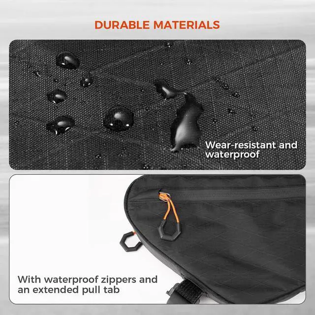 Alt view image 5 of 6 - Bike Frame Bag - Waterproof & Anti-Slip 5-Point Straps Mount, Durable Ripstop Nylon with Hidden Cable Port for Hydration & Charging