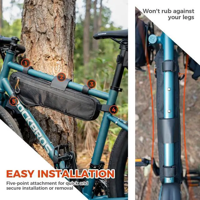 Alt view image 6 of 6 - Bike Frame Bag - Waterproof & Anti-Slip 5-Point Straps Mount, Durable Ripstop Nylon with Hidden Cable Port for Hydration & Charging