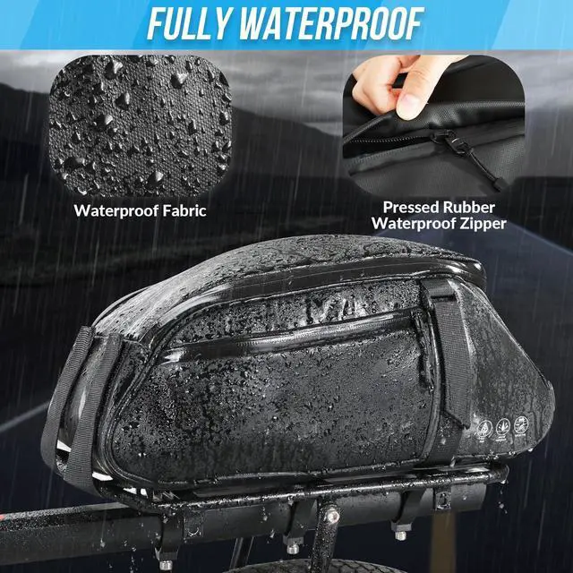 Alt view image 3 of 7 - Rear Bike Rack Bag, 8L Waterproof Bike Storage Saddle Bag for Bicycle