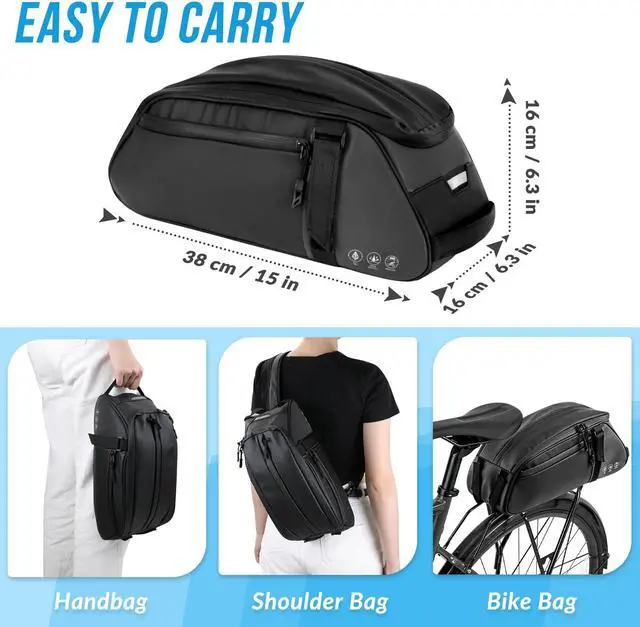 Alt view image 5 of 7 - Rear Bike Rack Bag, 8L Waterproof Bike Storage Saddle Bag for Bicycle