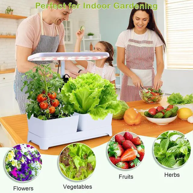 Alt view image 5 of 7 - Indoor Herb Garden with Grow Light & Pots, Full Spectrum LED Planter for Kitchen Herbs & Houseplants, Height Adjustable Indoor Growing System for Home & Apartment Decor (White, 16 * 6.3 * 7.1 inch)