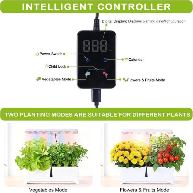 Alt view image 6 of 7 - Indoor Herb Garden with Grow Light & Pots, Full Spectrum LED Planter for Kitchen Herbs & Houseplants, Height Adjustable Indoor Growing System for Home & Apartment Decor (White, 16 * 6.3 * 7.1 inch)