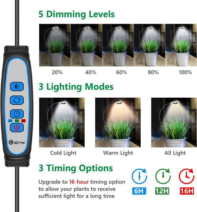 Alt view image 3 of 7 - Plant Lights for Indoor Growing, Clip on Full Spectrum Grow Lamp
