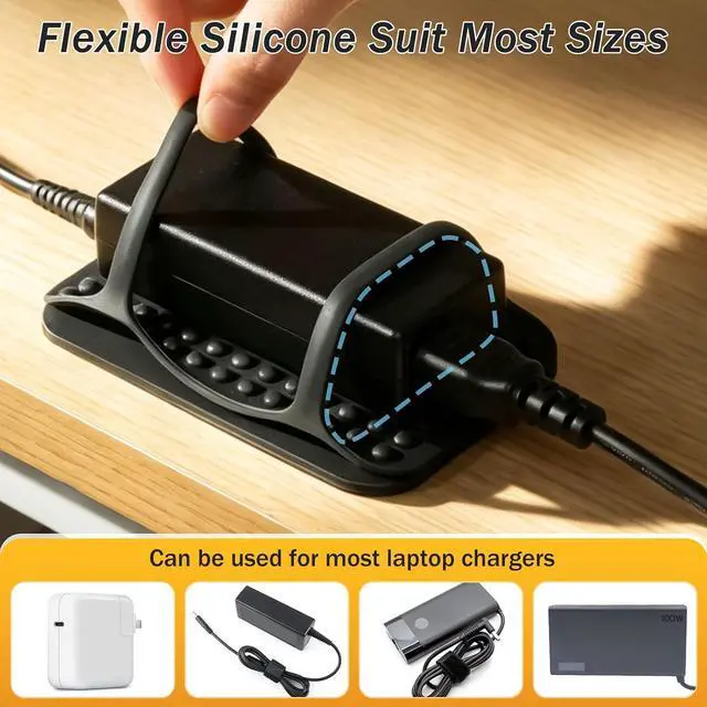 Alt view image 6 of 7 - 4 PACK Laptop Charger Holder Under Desk Power Brick Mount with Adhesive