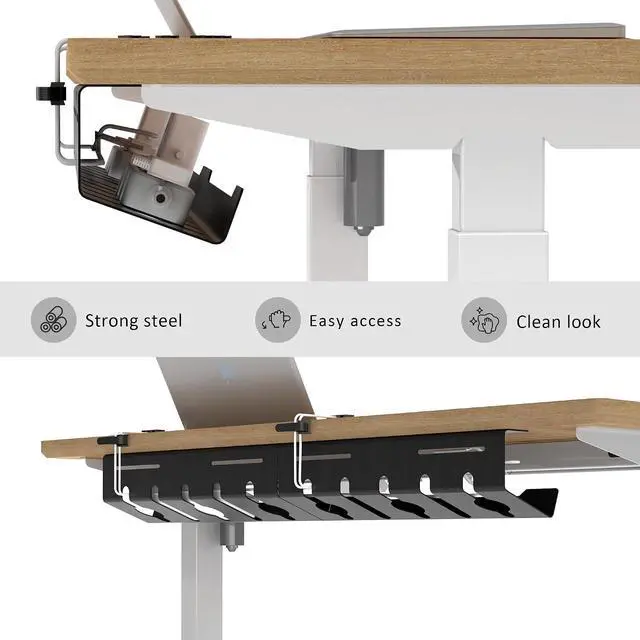 Alt view image 5 of 7 - Cable Management Tray, 2-Pack Metal Power Strip Holder for Under Desk Wire Cord Organizer, Office/HomeBlack