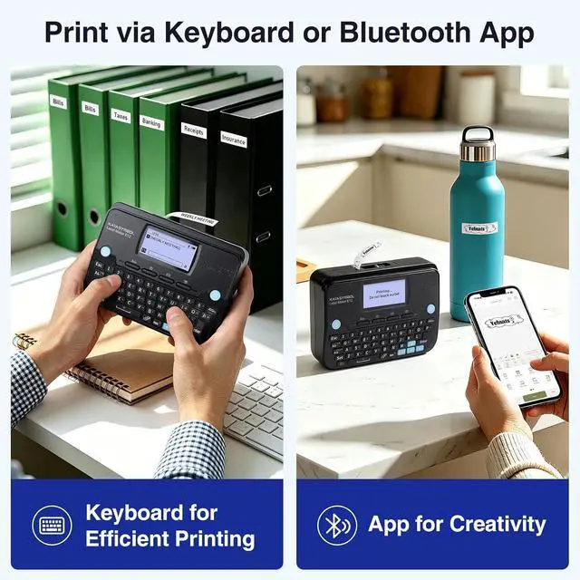 Alt view image 2 of 7 - E12 Keyboard & Bluetooth Label Maker Machine with 4 Tapes, Black