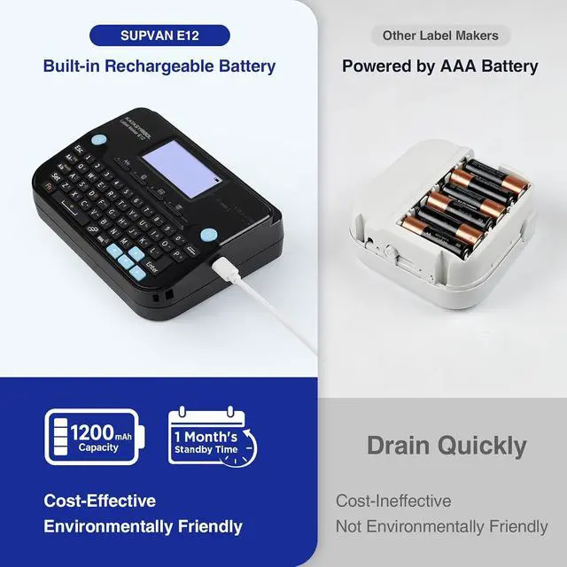 Alt view image 4 of 7 - E12 Keyboard & Bluetooth Label Maker Machine with 4 Tapes, Black