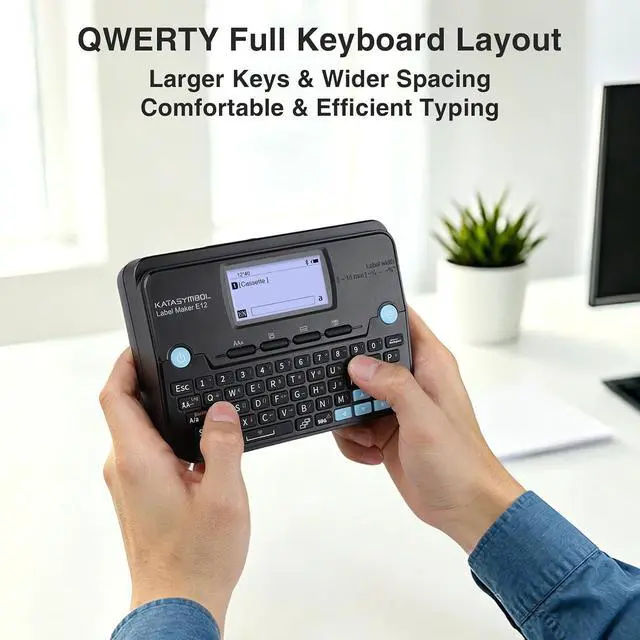 Alt view image 6 of 7 - E12 Keyboard & Bluetooth Label Maker Machine with 4 Tapes, Black