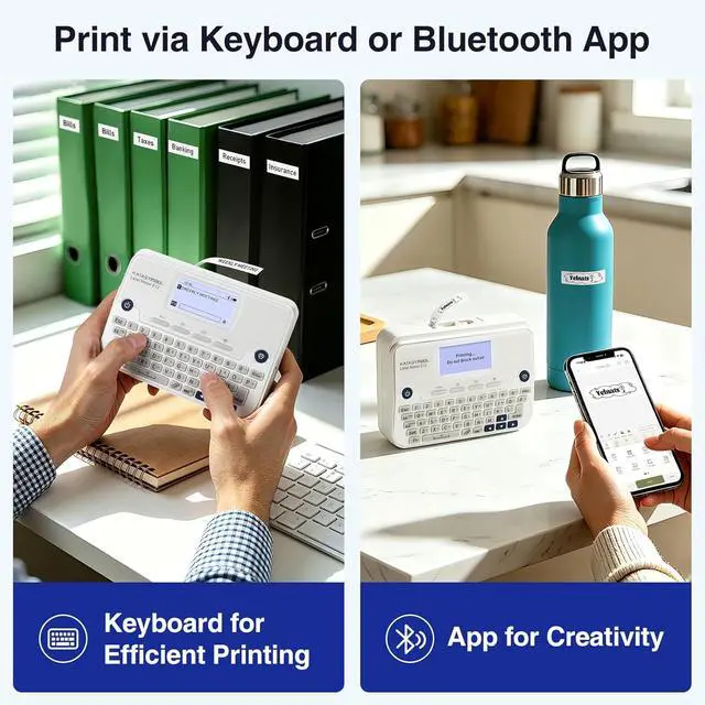 Alt view image 2 of 7 - E12 Keyboard & Bluetooth Label Maker Machine with 4 Tapes, White