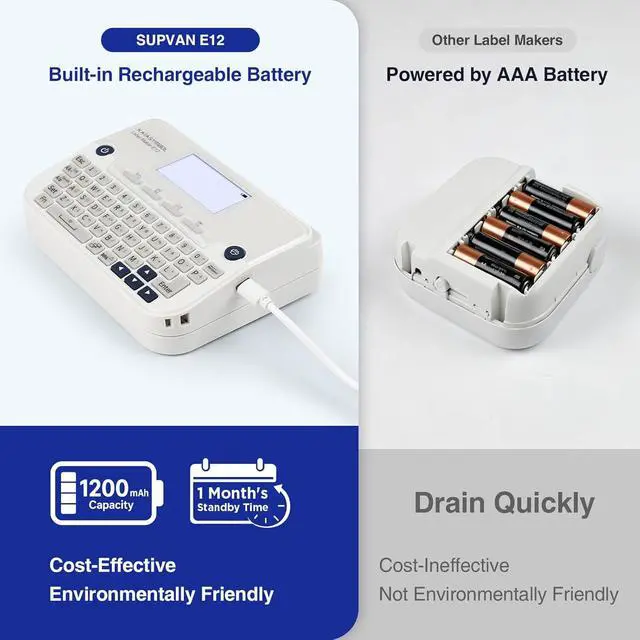 Alt view image 4 of 7 - E12 Keyboard & Bluetooth Label Maker Machine with 4 Tapes, White
