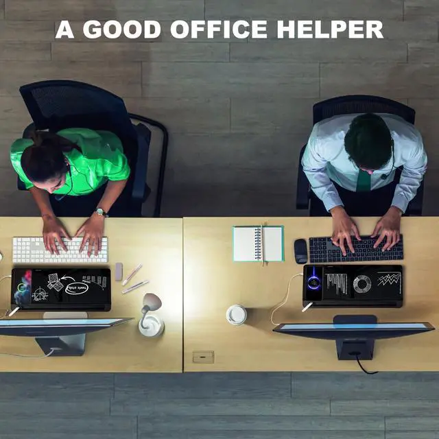 Alt view image 6 of 6 - Small Glass Desktop Whiteboard Dry-Erase-Board - Computer Keyboard Stand with Wireless Charger White Board Surface Pad with Drawer, Desk Organizers with Accessories for Office, Home, School Supplies