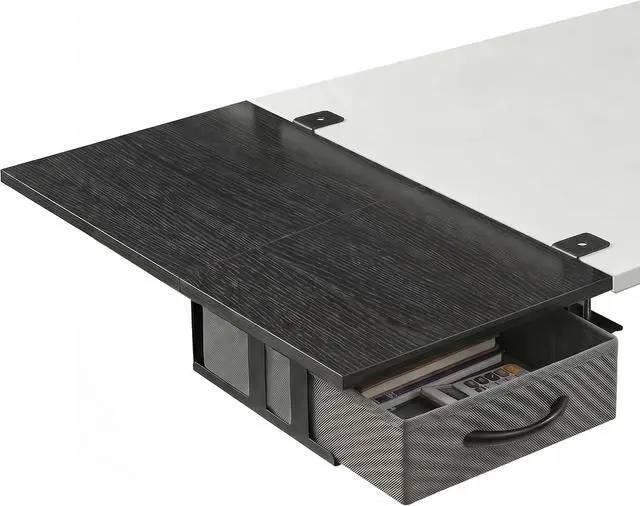 Main image of Desk Extender Tray, 24" x 12" Clamp On Desk Extension Shelf with Drawer