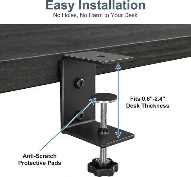 Alt view image 7 of 7 - Desk Extender Tray, 24" x 12" Clamp On Desk Extension Shelf with Drawer