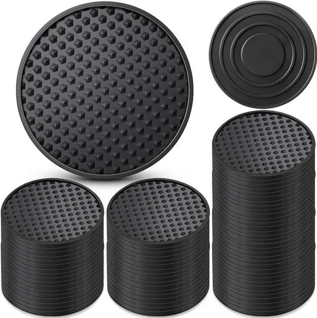 Main image of 84 Pack Silicone Coasters for Drinks Nonslip Silicone Drink Coasters Cold Hot Heat Resistant for Table Tabletop Coffee Bar (Black)