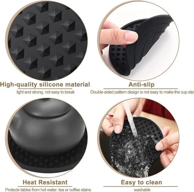Alt view image 5 of 7 - 84 Pack Silicone Coasters for Drinks Nonslip Silicone Drink Coasters Cold Hot Heat Resistant for Table Tabletop Coffee Bar (Black)