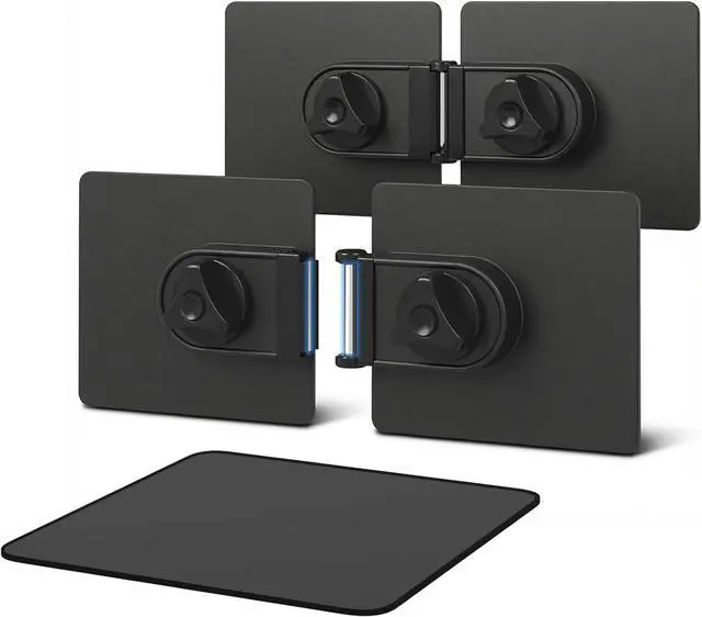 Main image of 2 Packs Universal Monitor Connection Bracket Magnetic Monitor Alignment Clips for All Computer Monitors Curved and Flat Screen Strong Adhesive Monitor Alignment Bracket with Mouse Pad