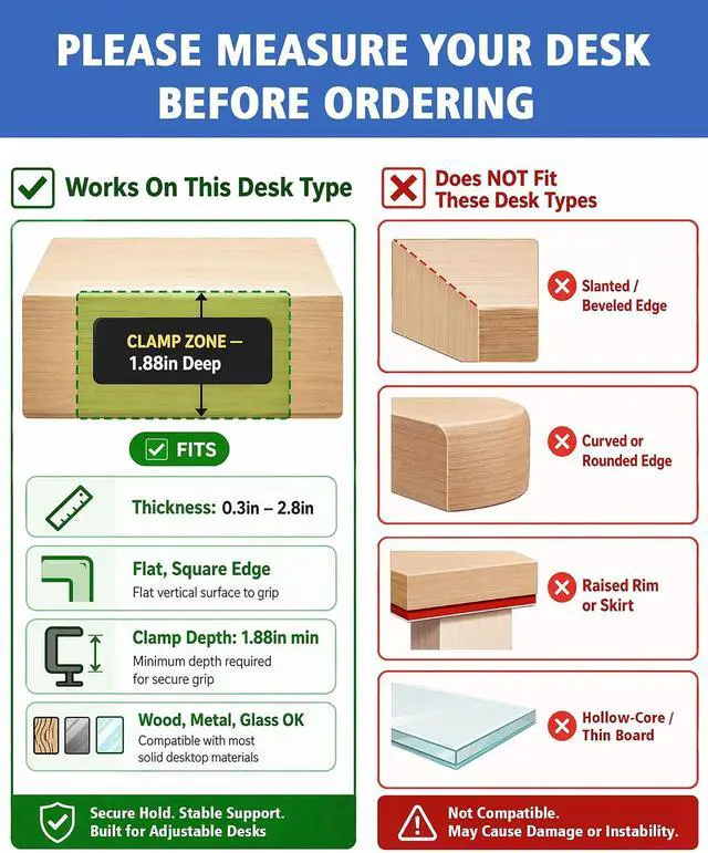Alt view image 4 of 7 - Desk Side Storage, Steel Side Desk Organizer, No Drill Laptop Holder, Clamp on Laptop Mount with Pen Holder, Table Hanging Storage for Home Office, Fits Flat Edge Tables 0.3" to 2.8"