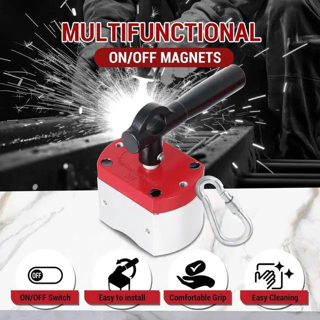 Alt view image 2 of 7 - 600 LB ON/Off Magnets, Magnetic Welding Holder, Multipurpose Switch Magnet for Lifting and Handling,Metal Screening,Weld Positioning,Metal Salvage (2 Pack)
