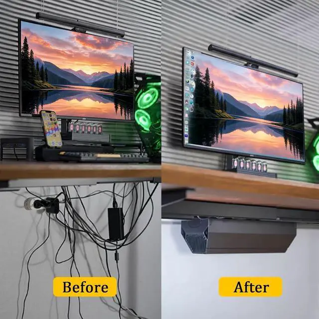 Alt view image 2 of 7 - No Drill Under Desk Cable Management Tray,Hide Cords Desk