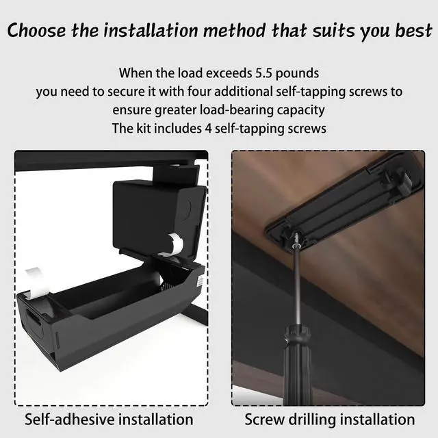 Alt view image 5 of 7 - No Drill Under Desk Cable Management Tray,Hide Cords Desk