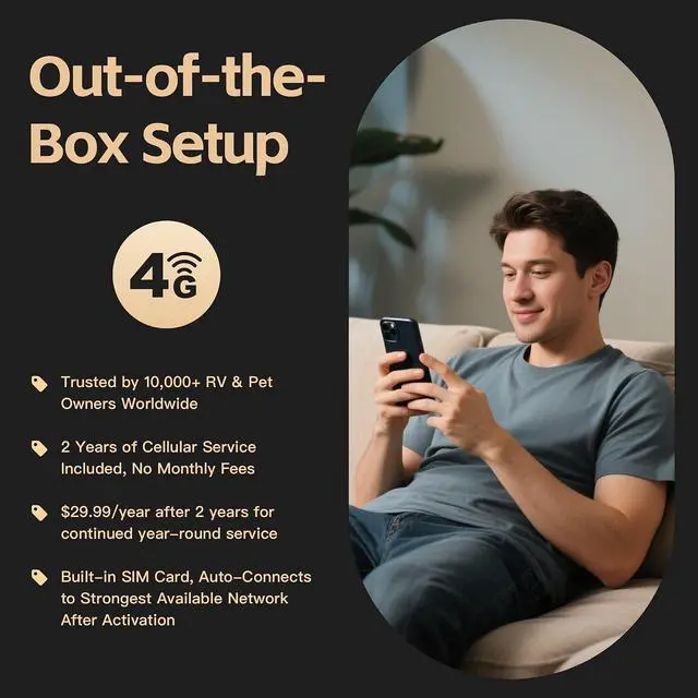 Alt view image 2 of 7 - Cellular Temperature Monitor for RV Pet Safety 4G Remote Temperature, Humidity & Power Outage Monitor for Vacation Home & Server Room