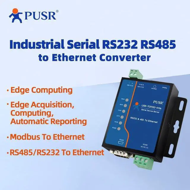 Alt view image 2 of 7 - Edge Computing RS485 RS232 to Ethernet Modbus Gateway Modbus to ethernet Support MQTT SSL/TLS encryption in HTTP Modbus RTU to TCP USR-TCP232-410S-New