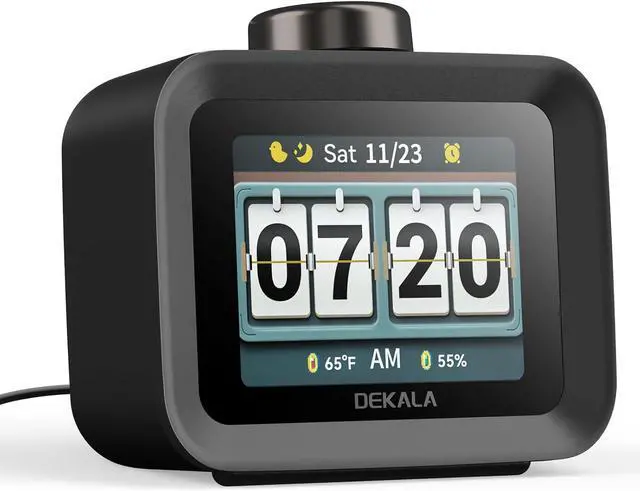 Main image of AuraDot 7-Day Programmable Alarm Clock for Bedroom, 4 Independent Max 98db Loud Alarm for Heavy Sleepers, Temperature Humidity Monitor, 30 Non-Loop Soothing White Noise Sound Machine, Black