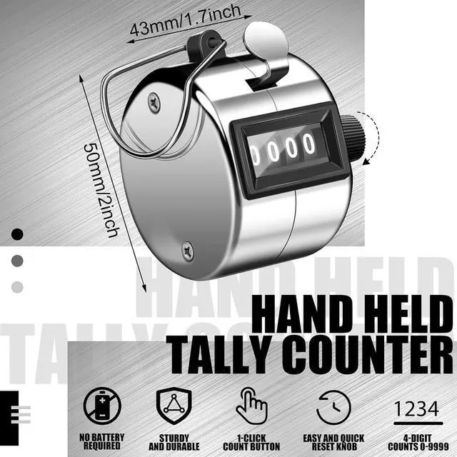 Alt view image 2 of 7 - 25 Pcs Hand Held Tally Counter 4 Digit Mechanical Palm Click Counter Handheld Tally Number Clicker for Counting Numbers Golf Sports Events Office Stadium