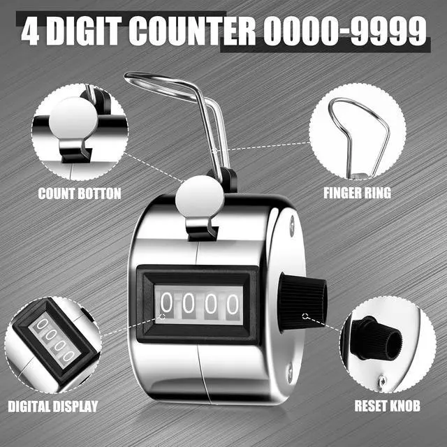 Alt view image 3 of 7 - 25 Pcs Hand Held Tally Counter 4 Digit Mechanical Palm Click Counter Handheld Tally Number Clicker for Counting Numbers Golf Sports Events Office Stadium