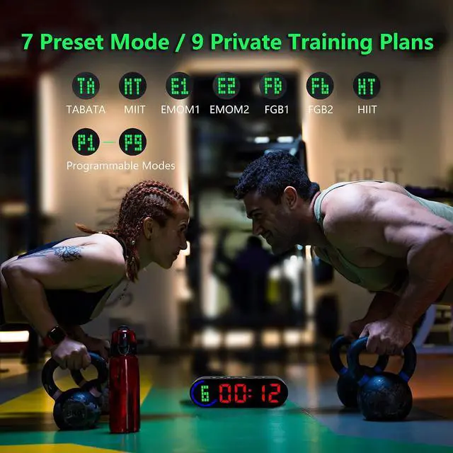 Alt view image 4 of 6 - Portable Gym Timer for Home Gym Interval Timer for Workout with Time Progress Bar/Rounds, Workout Clock for Boxing HIIT Tabata Emom Fitness Rechargeable Battery Powered