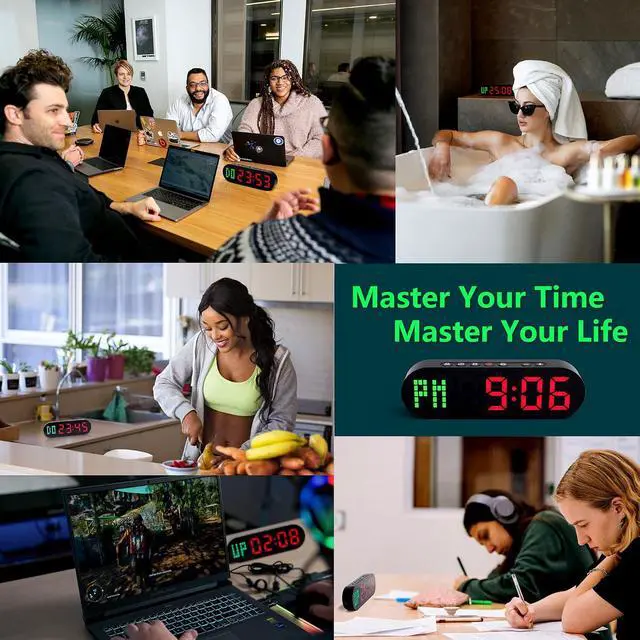 Alt view image 6 of 6 - Portable Gym Timer for Home Gym Interval Timer for Workout with Time Progress Bar/Rounds, Workout Clock for Boxing HIIT Tabata Emom Fitness Rechargeable Battery Powered