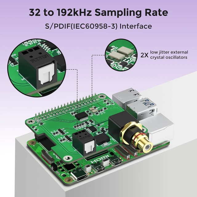 Alt view image 2 of 7 - Digi One Hat for Entire Raspberry Pi Series, S/PDIF(IEC60958-3) Digital Audio HiFi Sound Card